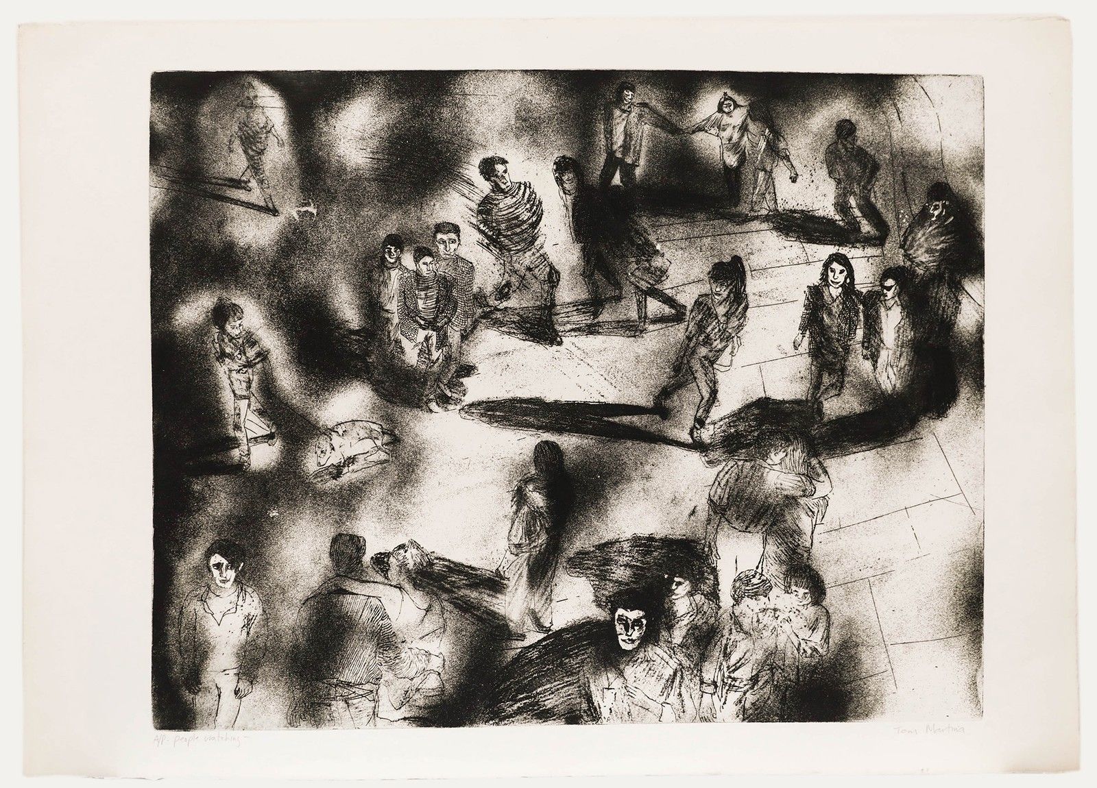 Toni Martina Re (1956 2017) 20th Century Etching, People Watching