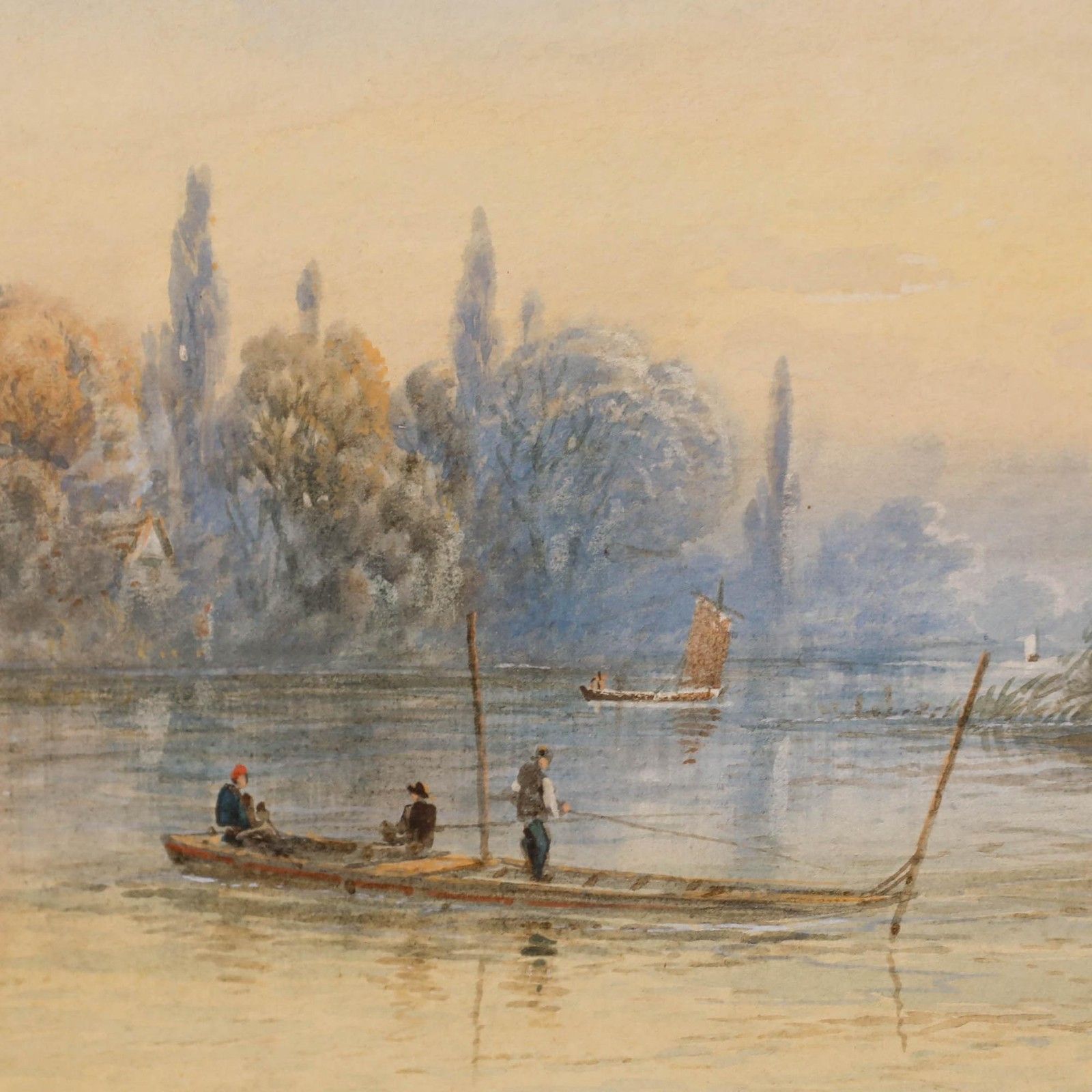 William Henry Vernon (1820 1909) Framed Watercolour, Punting On The River photo Art