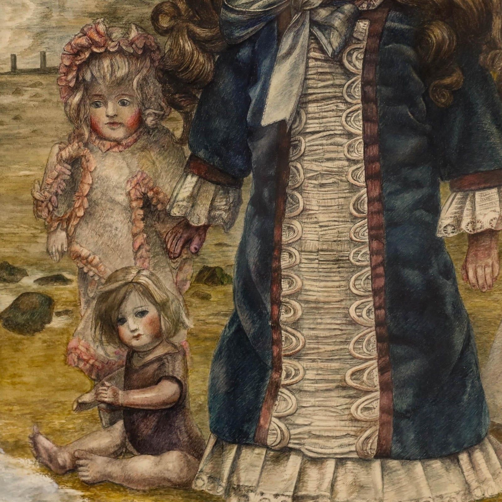 Elizabeth Sorrell Rws (1916 1991) Framed Watercolour, A Day At The Seaside photo Art