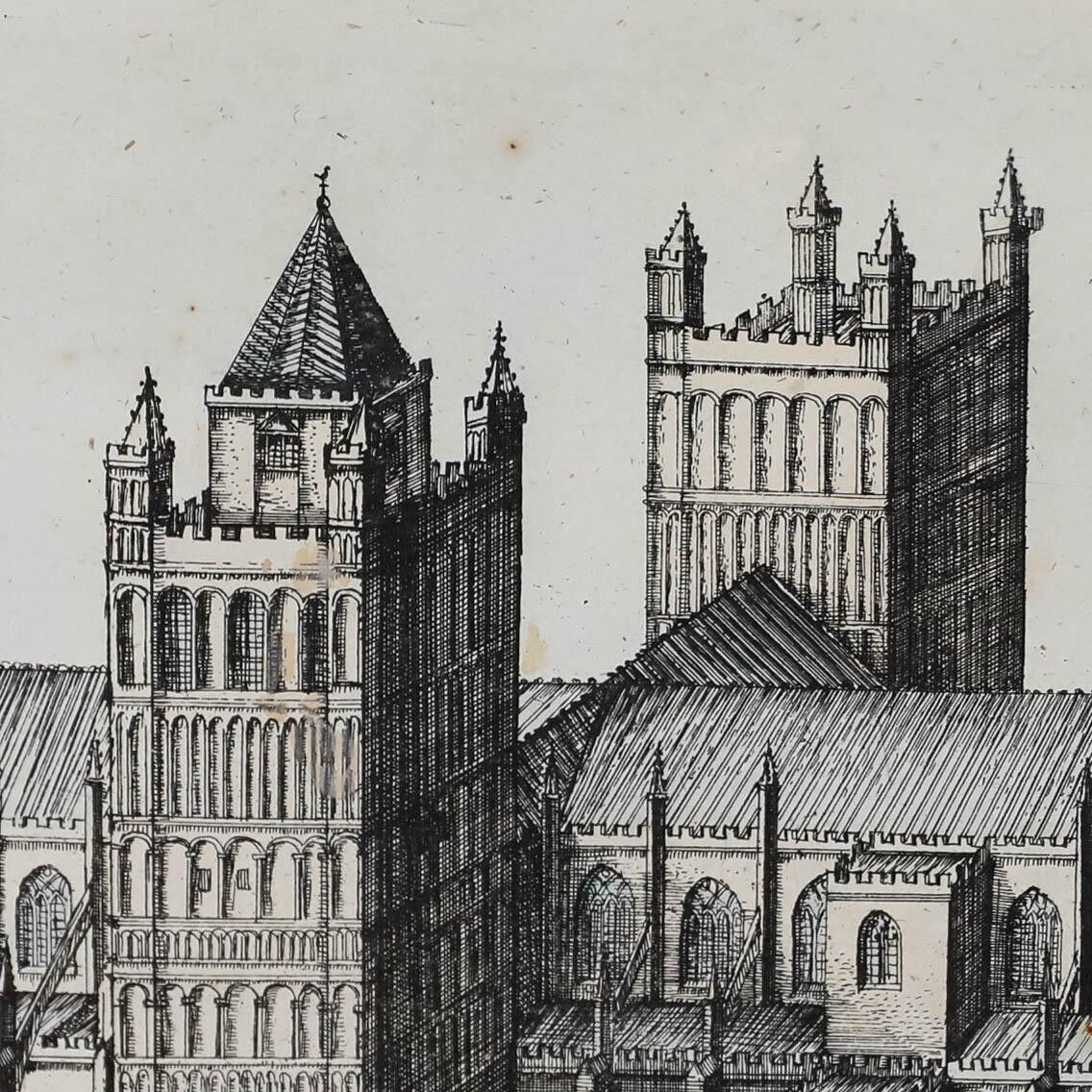 Daniel King After Richard Newcourt 17th Century Etching, Exeter Cathedral photo Art