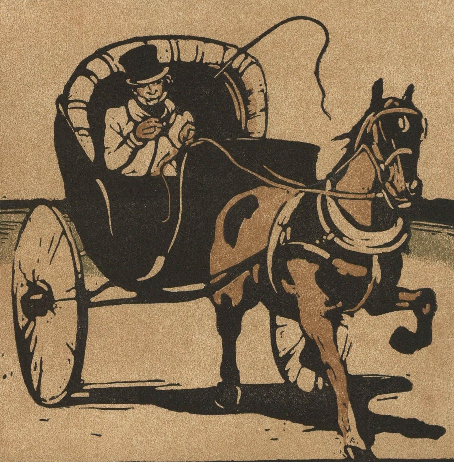 Sir William Nicholson (1872 1949) Early 20th Century Woodcut, The Cabriolet photo furniture
