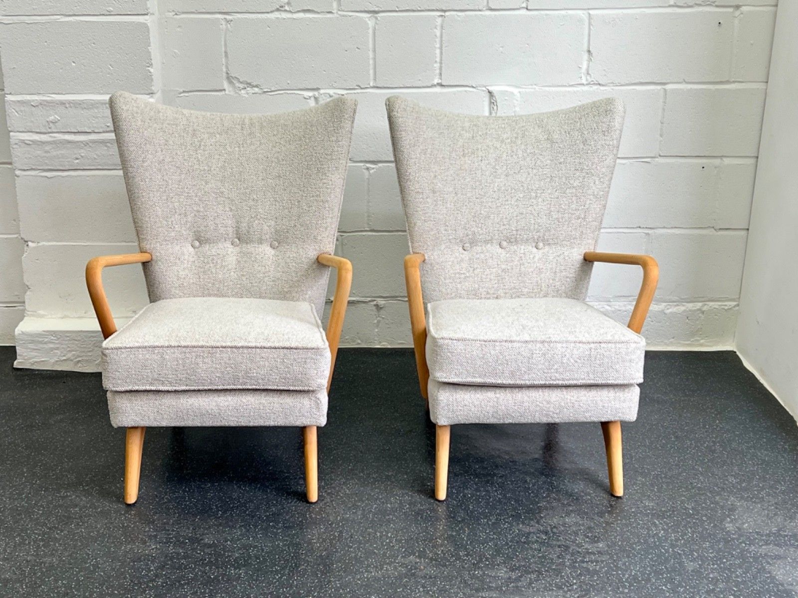 Pair Midcentury Howard Keith Bambino Chairs New Upholstery (Delivery Available) photo furniture