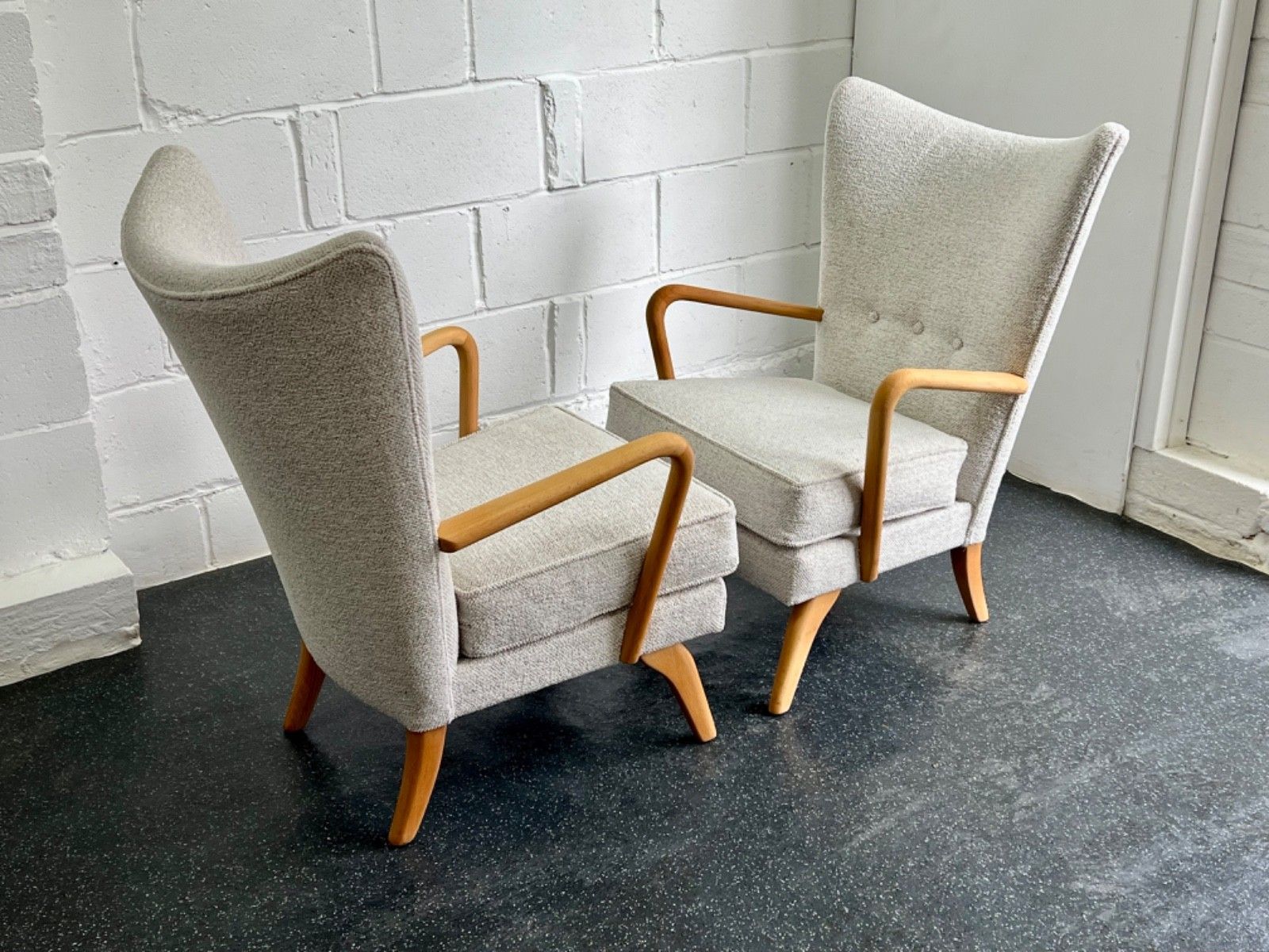 Pair Midcentury Howard Keith Bambino Chairs New Upholstery (Delivery Available) photo vinterior