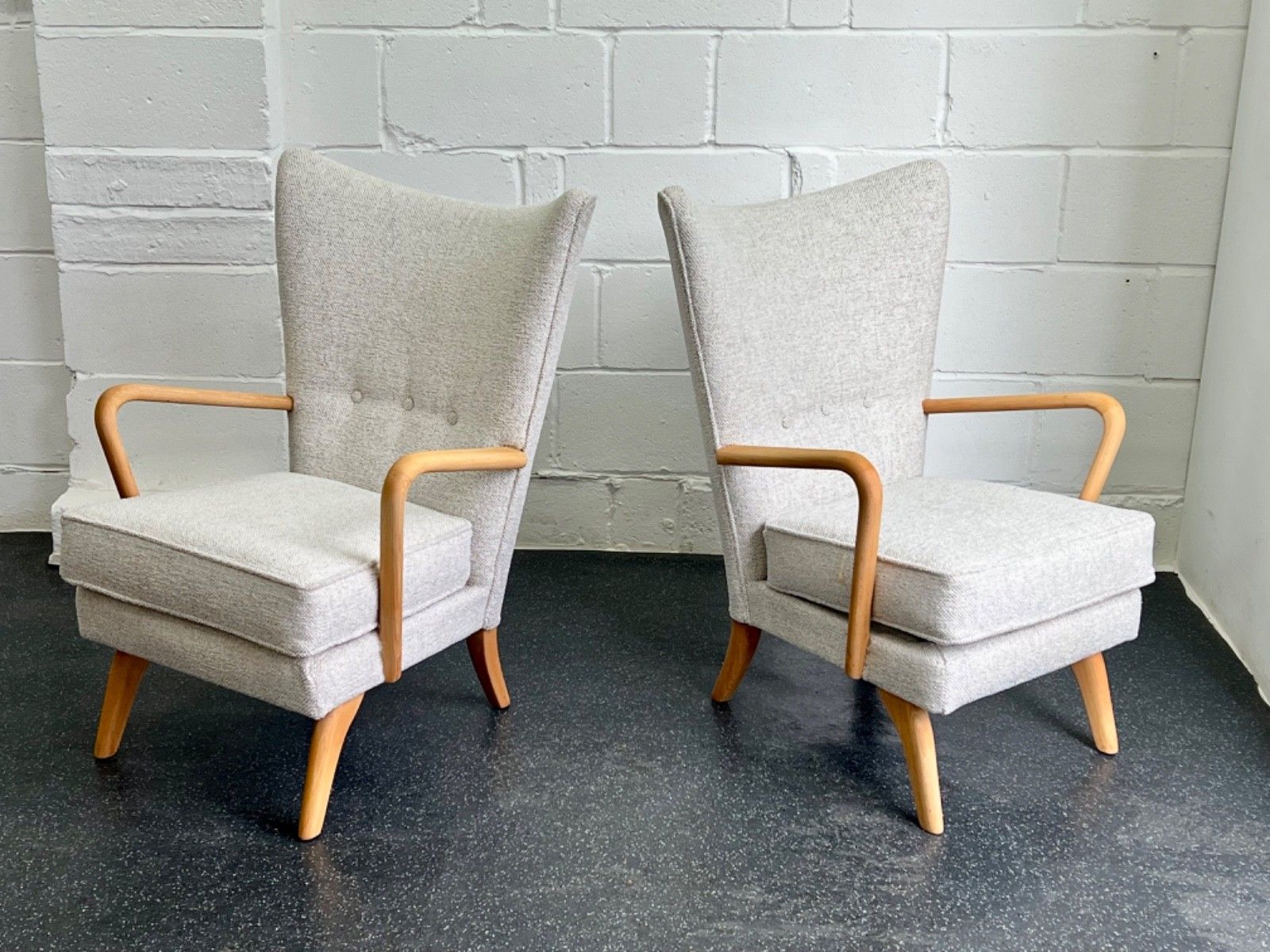 Pair Midcentury Howard Keith Bambino Chairs New Upholstery (Delivery Available) photo buy