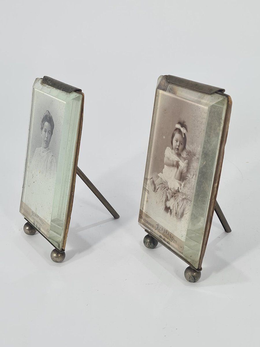 photo for sale Antique Photo Frames With Beveled Glass, Europe, 1900s, Set Of 2