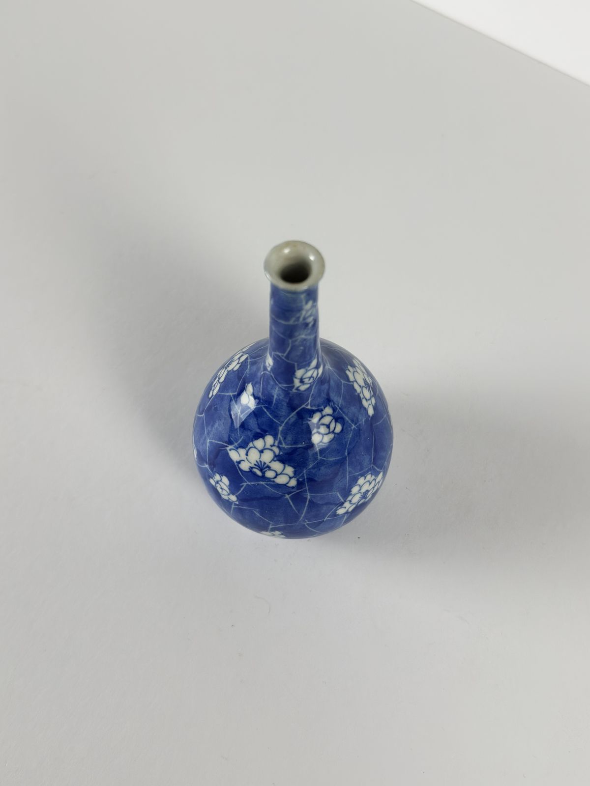 Small Chinese Blue And White Porcelain Prunus Solifleur Vase, Qing Style photo for sale