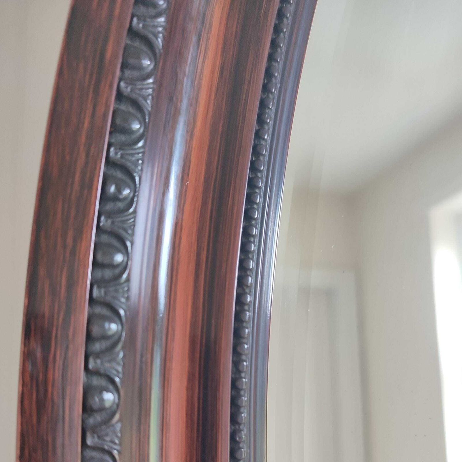 Large Antique Edwardian Scumble Glazed Oval Wooden Frame Mirror 34 X 24.5" photo vinterior