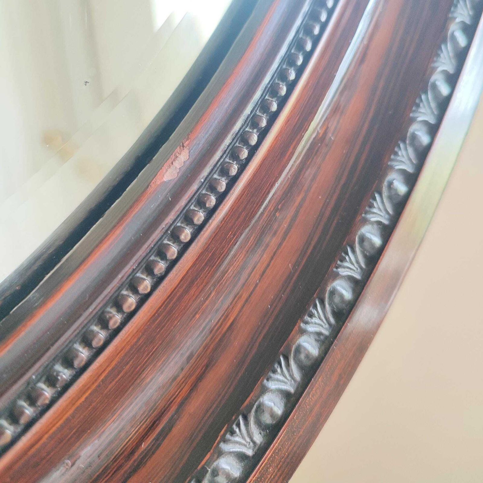 photo vinterior Large Antique Edwardian Scumble Glazed Oval Wooden Frame Mirror 34 X 24.5"