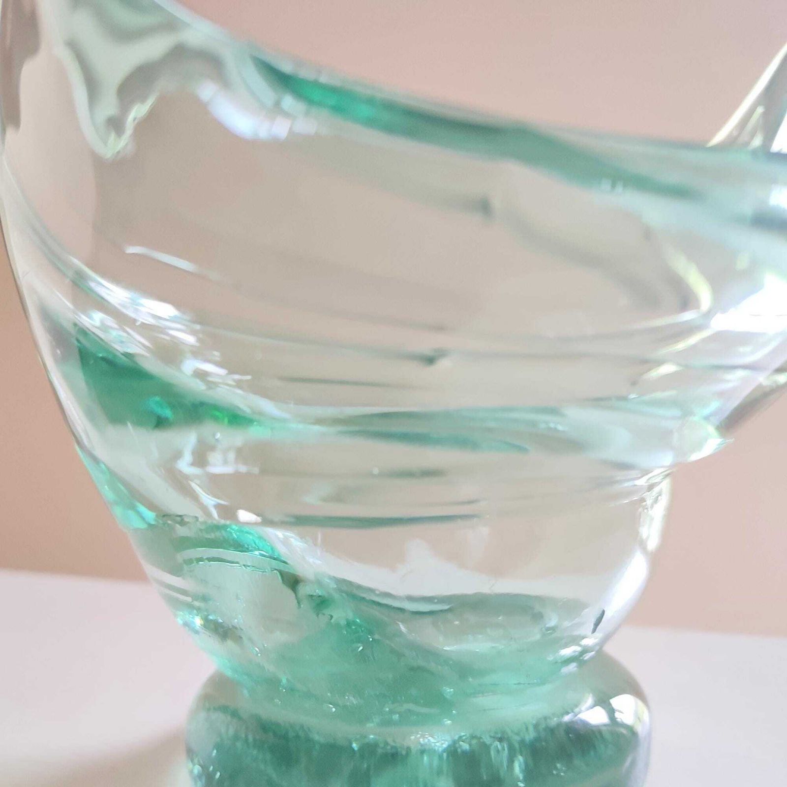 photo for sale 60's Vintage Large Crystal Glass Swan Bowl/Vase   German Schott Zwiesel   Hand Blown Art Glass
