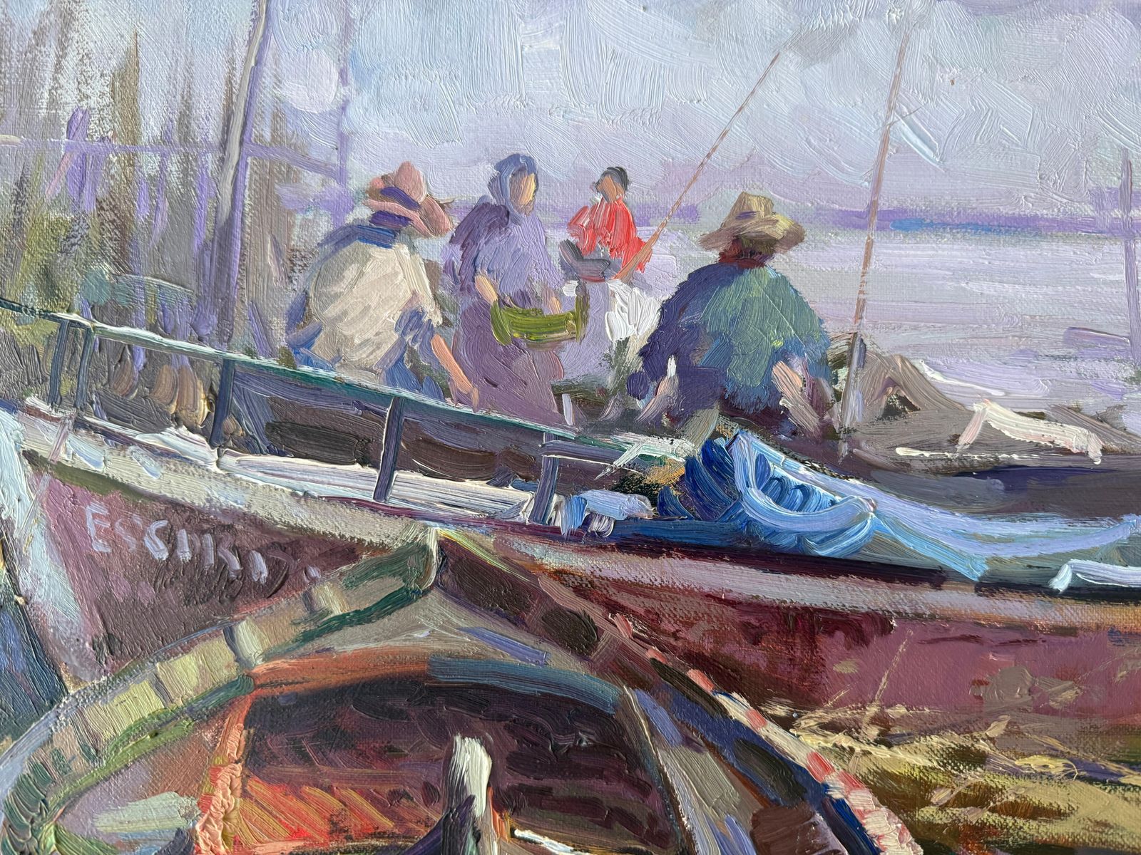 Ricardo Cejudo Nogales Albufera Of Valencia Spain Mediterranean Seascape Oil On Canvas Painting 1986 photo 1750.0
