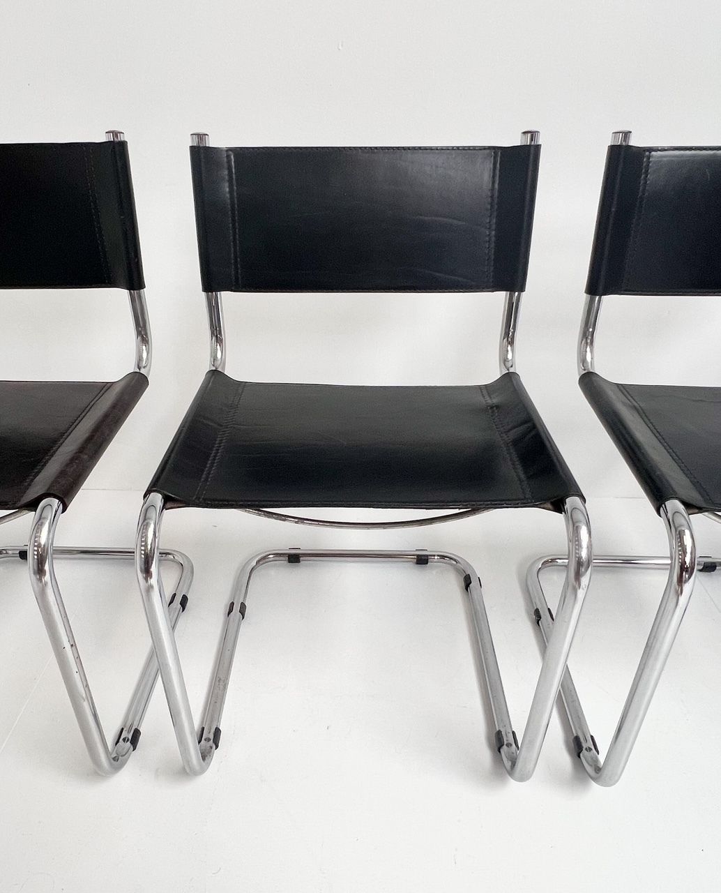 Set Of 4 Leather Marcel Breuer & Mart Stam Chairs, 1980s photo furniture