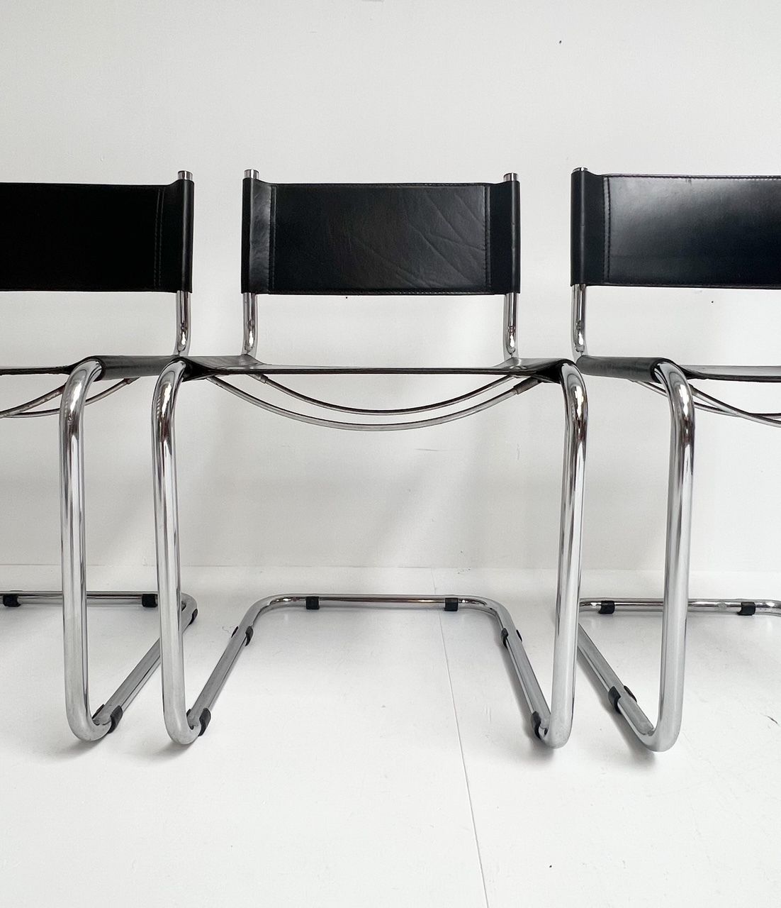 Set Of 4 Leather Marcel Breuer & Mart Stam Chairs, 1980s photo for sale