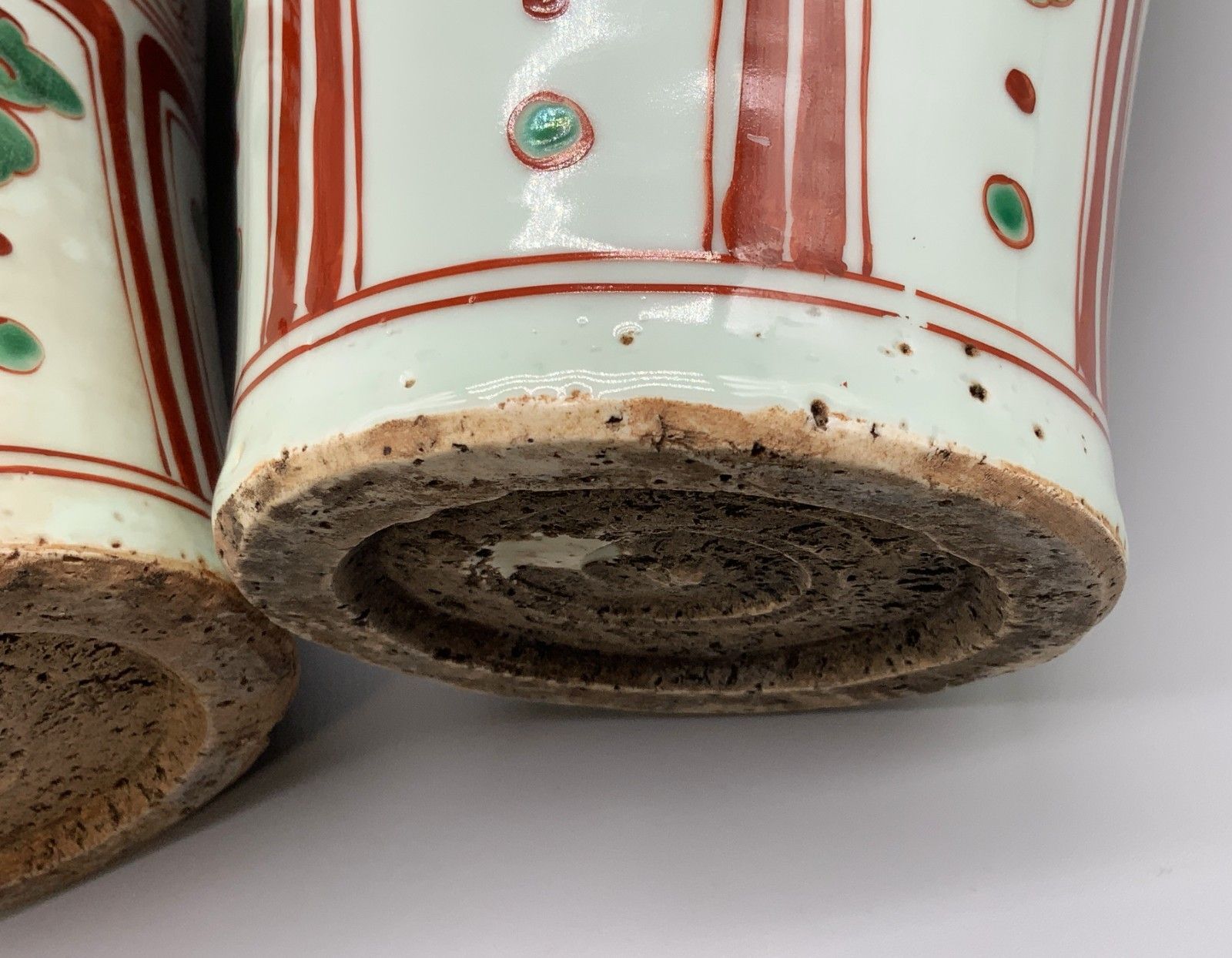 photo vintage Pair Chinese Dragon Vases Large Porcelain Meiping Ming Iron Red & Enamelled
