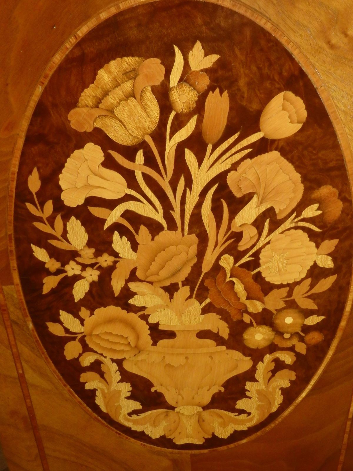 Ladies' Secretary Desk With Rich Floral And Bird Inlays And Many Drawers photo for sale