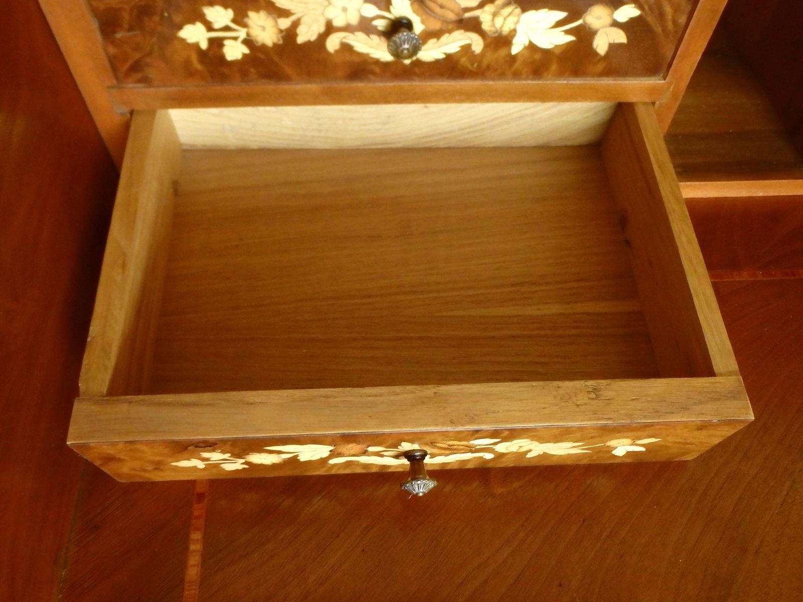 Furniture Ladies' Secretary Desk With Rich Floral And Bird Inlays And Many Drawers photo