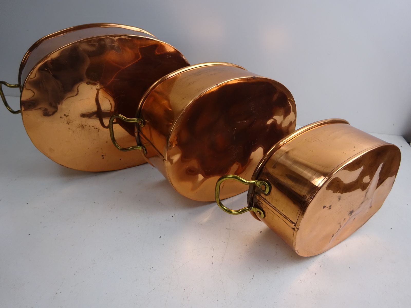 Set Of 3 Copper And Brass Trough Planters photo buy