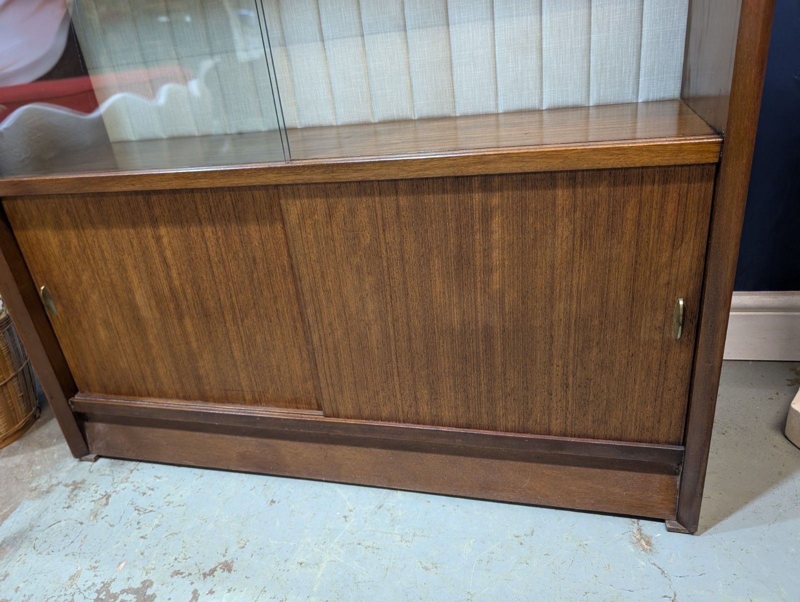 Vintage Glass Teak Display Bookcase By Herbert E Gibbs Tall Teak Mid Century photo buy