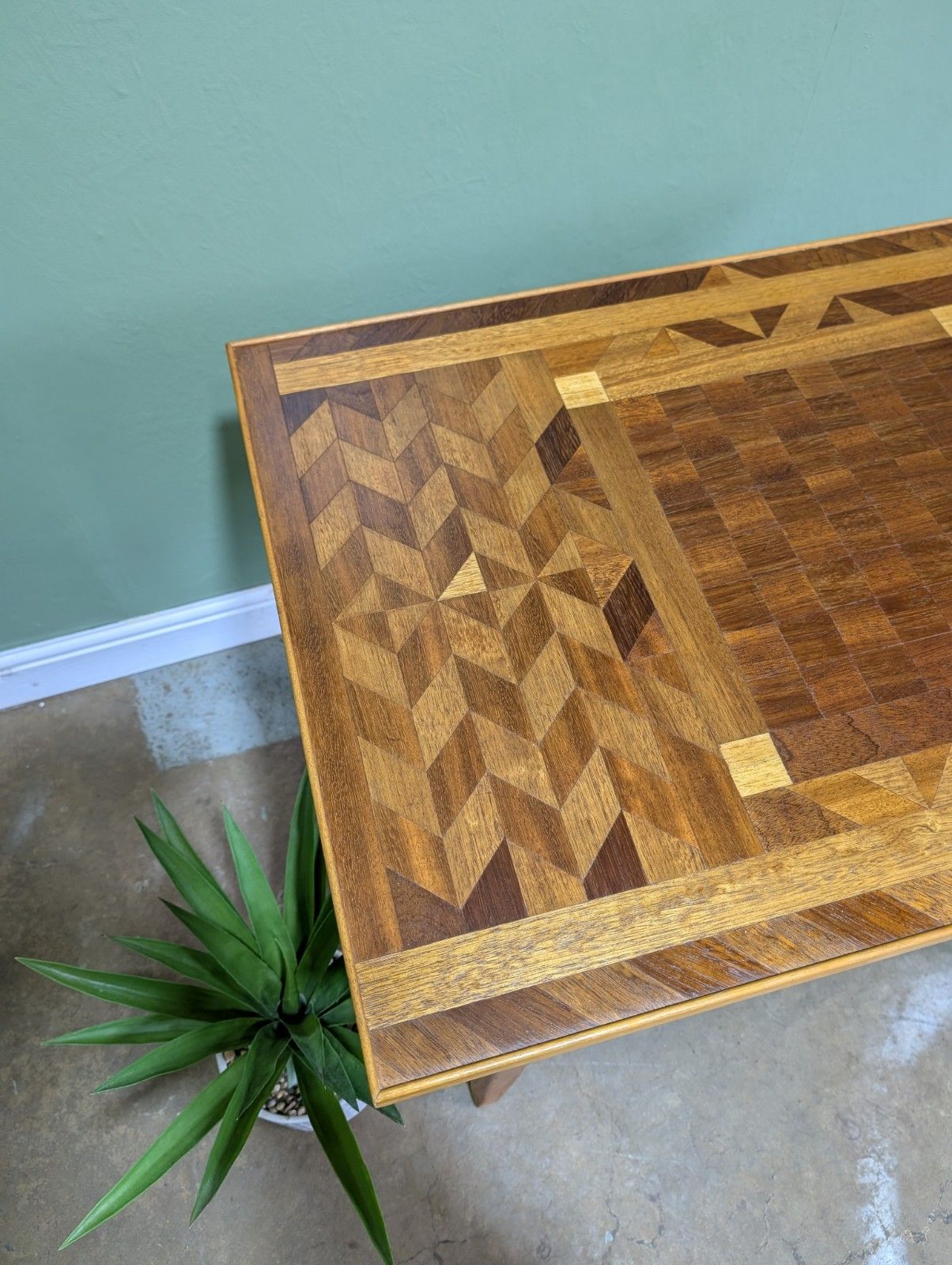 Vintage Wooden Chessboard Table Inlaid Carpenters Piece Bespoke Mid Century photo Furniture