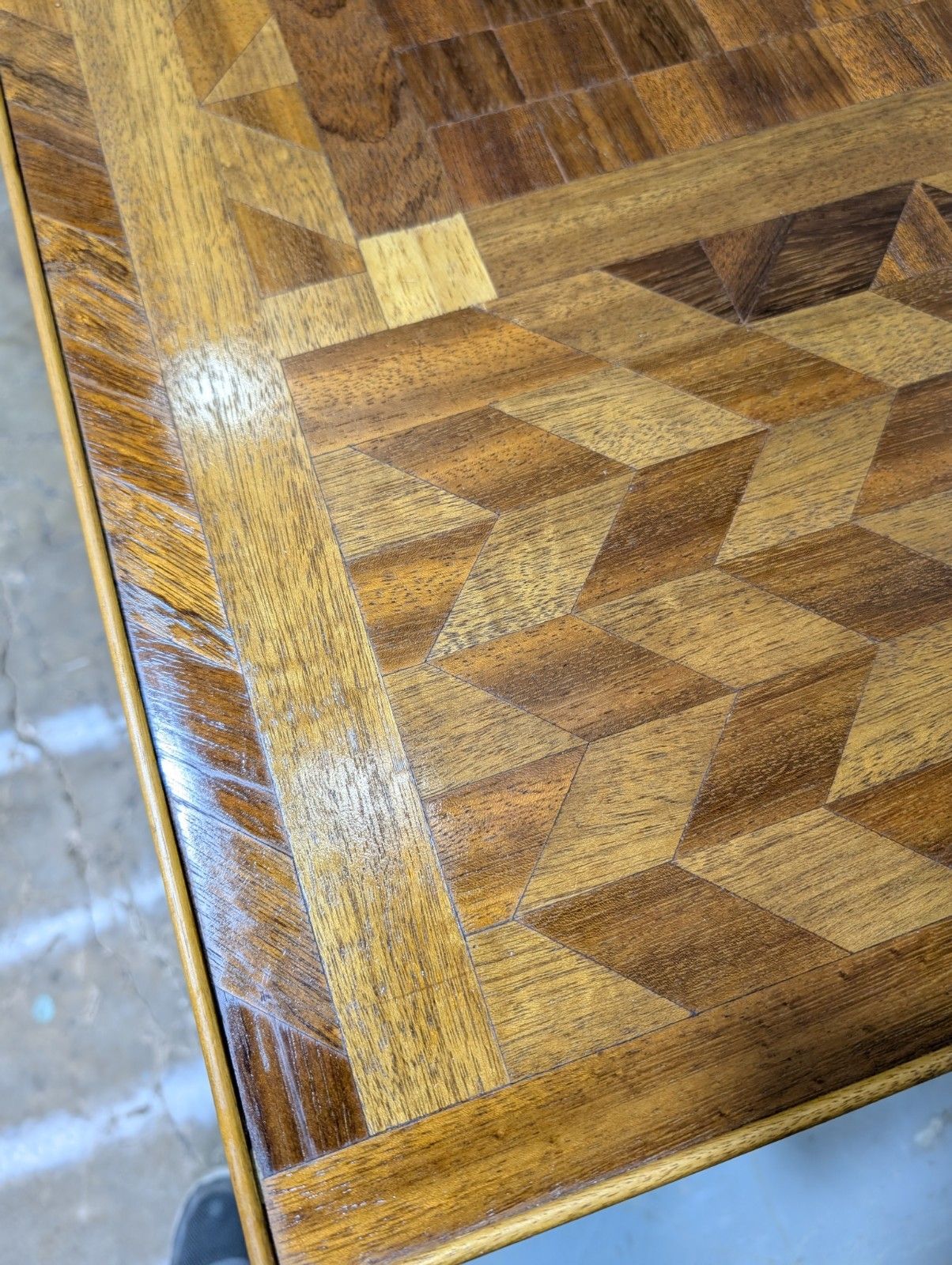 Vintage Wooden Chessboard Table Inlaid Carpenters Piece Bespoke Mid Century photo buy