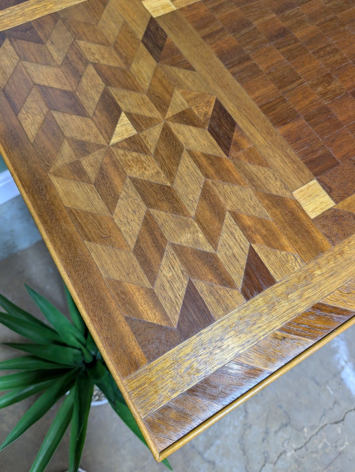 photo furniture Vintage Wooden Chessboard Table Inlaid Carpenters Piece Bespoke Mid Century
