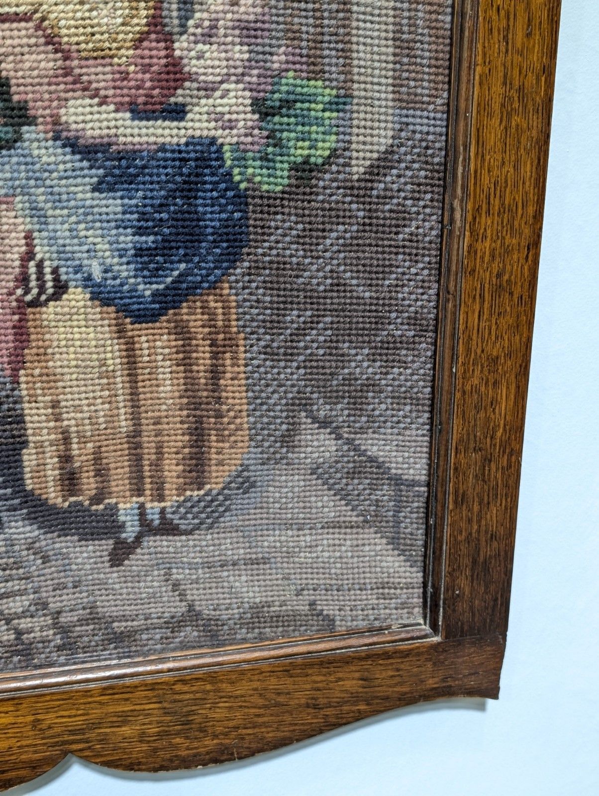 Vintage Framed Glazed French Tapestry French Turnip Seller Lady And Donkey photo 60.0