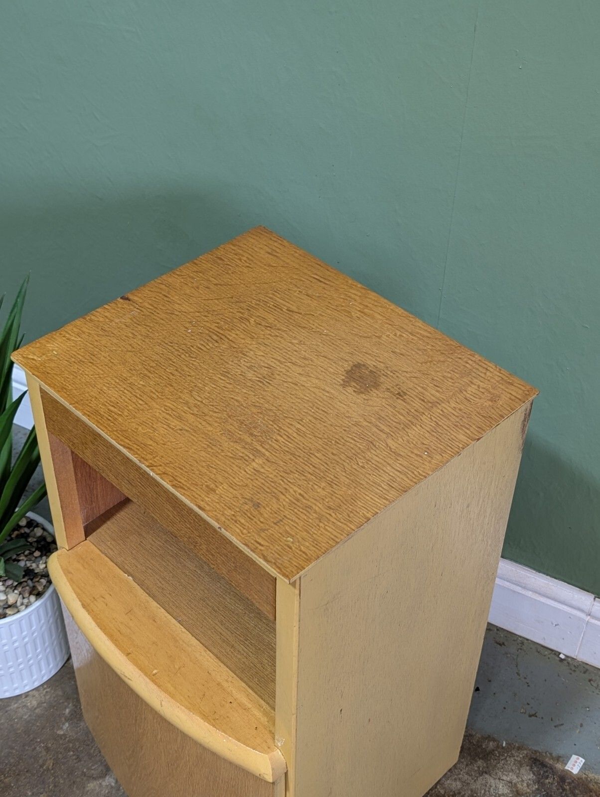 Vintage Oak Veneer Bedside Table Single Cabinet Nightstand Mid Century Drawer photo 55.0