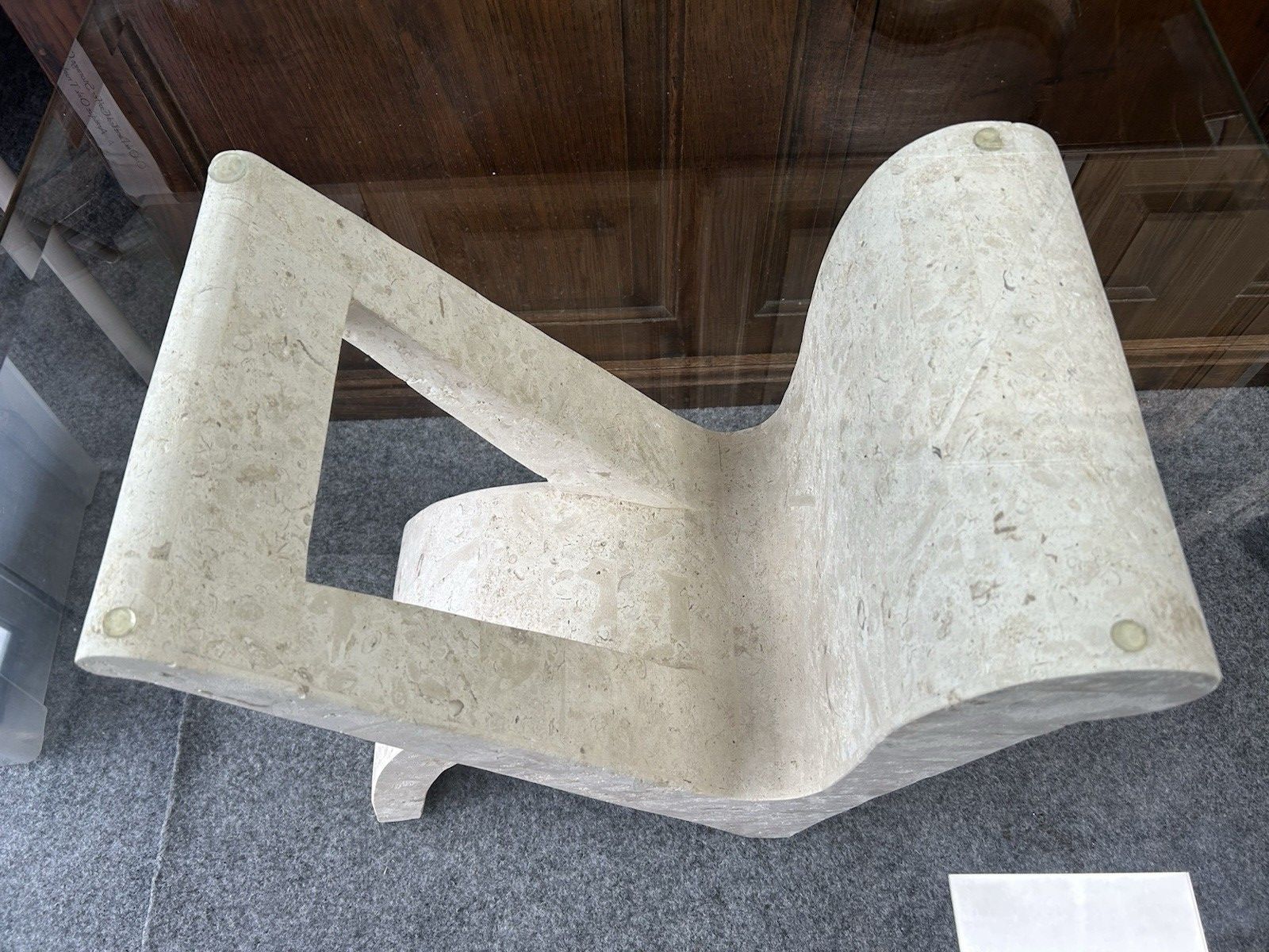 Post Modern Vintage Mactan Stone & Glass Side Table photo vinterior