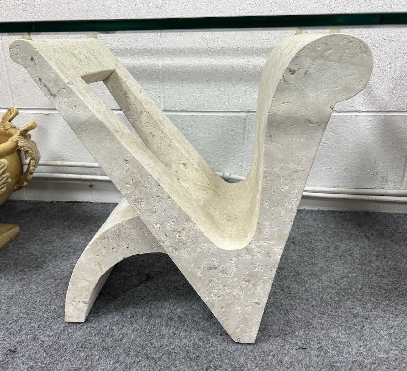 Post Modern Vintage Mactan Stone & Glass Side Table photo buy