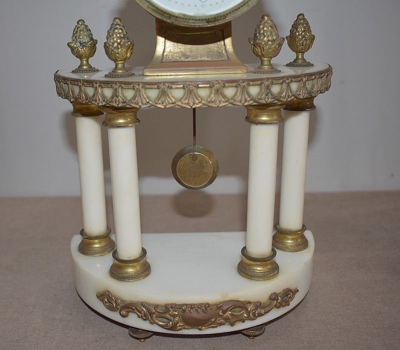 Clock Louis XVI Style Marble And Bronze 19th photo for sale