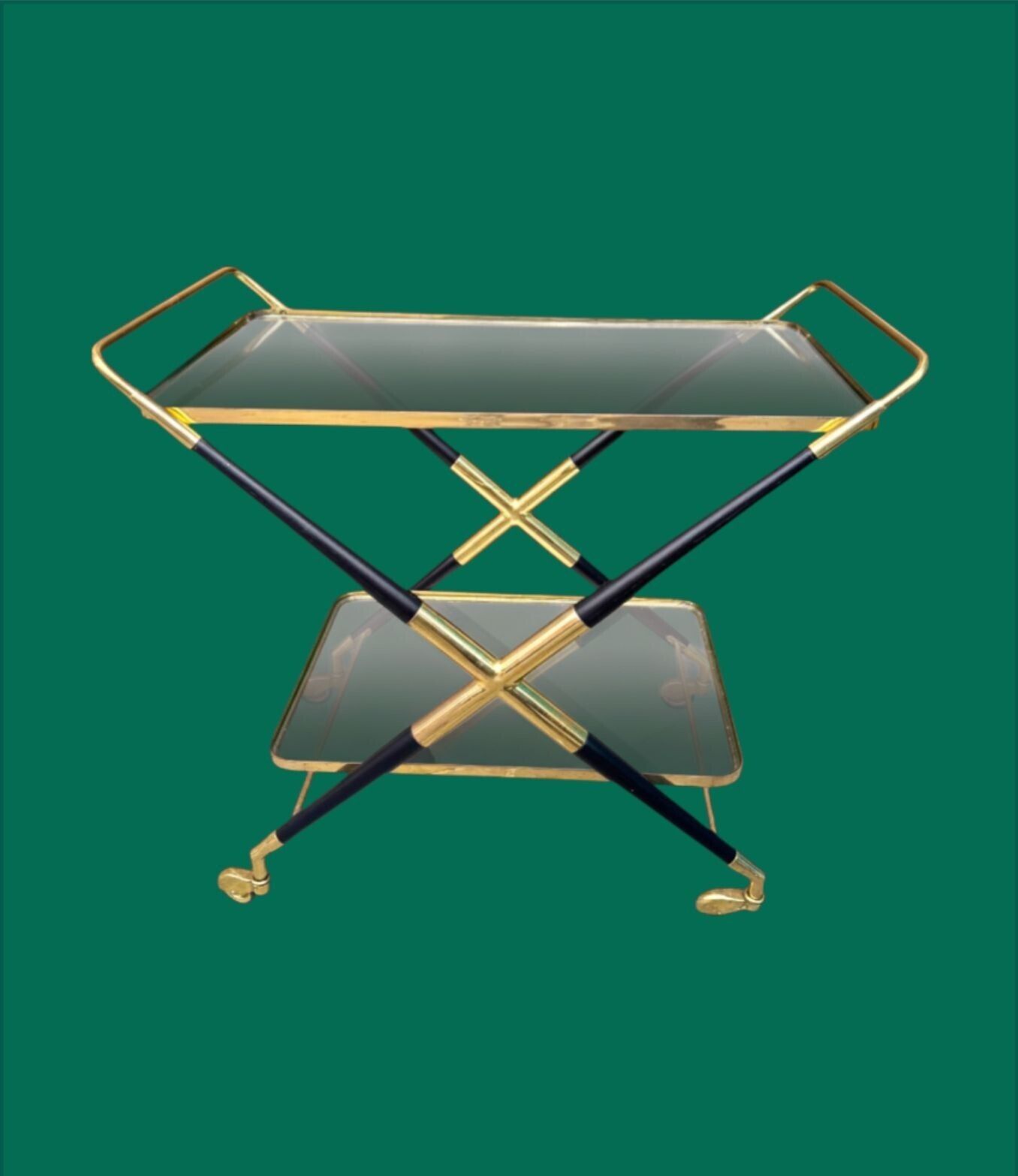 1825.0 An Italian 1950s Black Lacquer And Brass Bar Trolley By Cesare Lacca photo