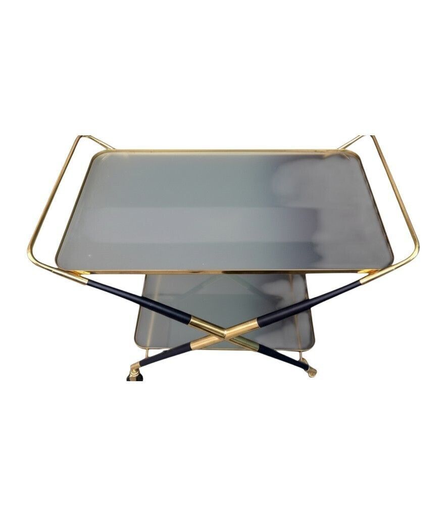 photo vinterior An Italian 1950s Black Lacquer And Brass Bar Trolley By Cesare Lacca