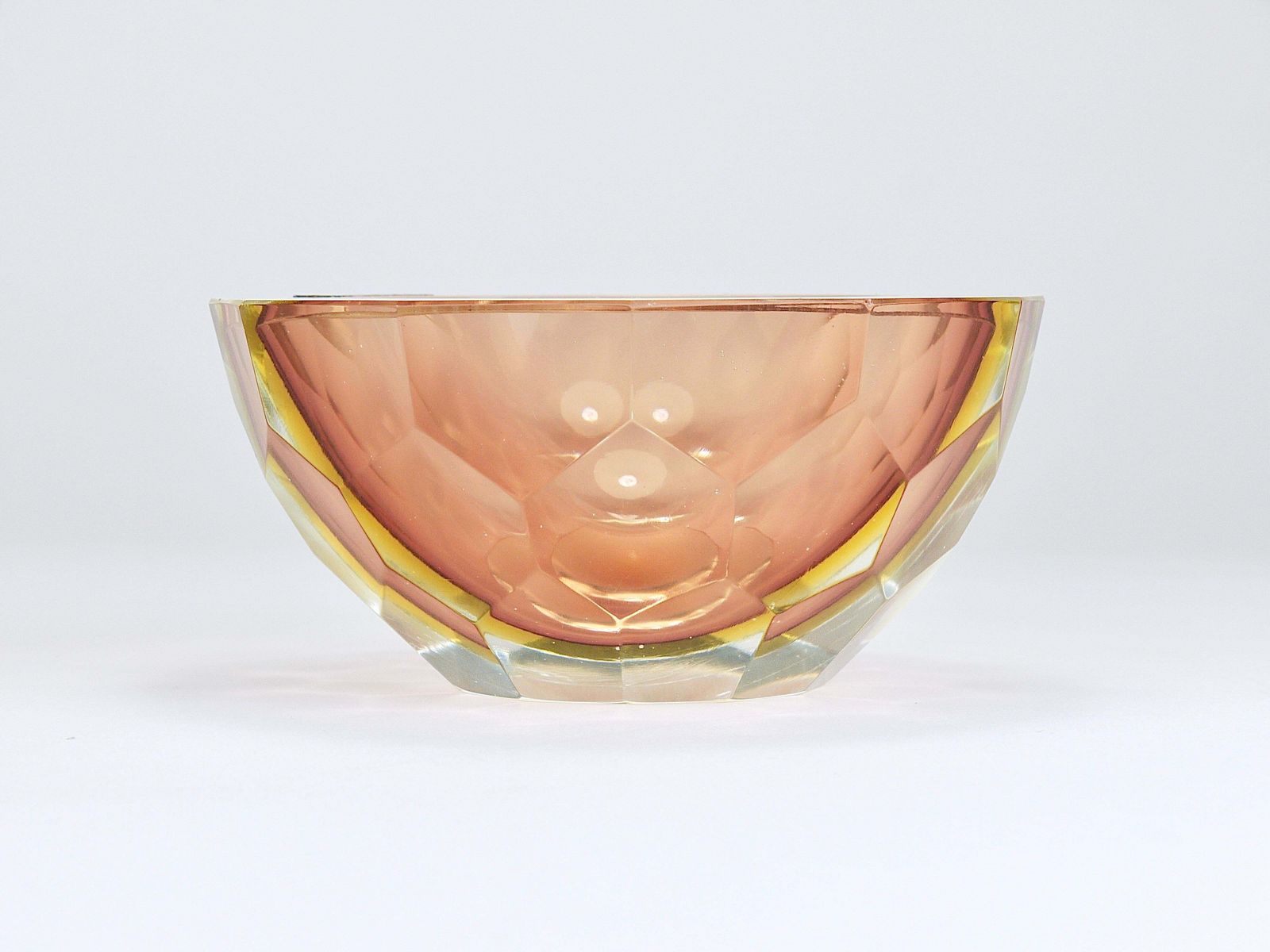 Mandruzzato Sommerso Faceted Caviar Murano Glass Diamond Bowl, Italy, 1960s photo Home Decor