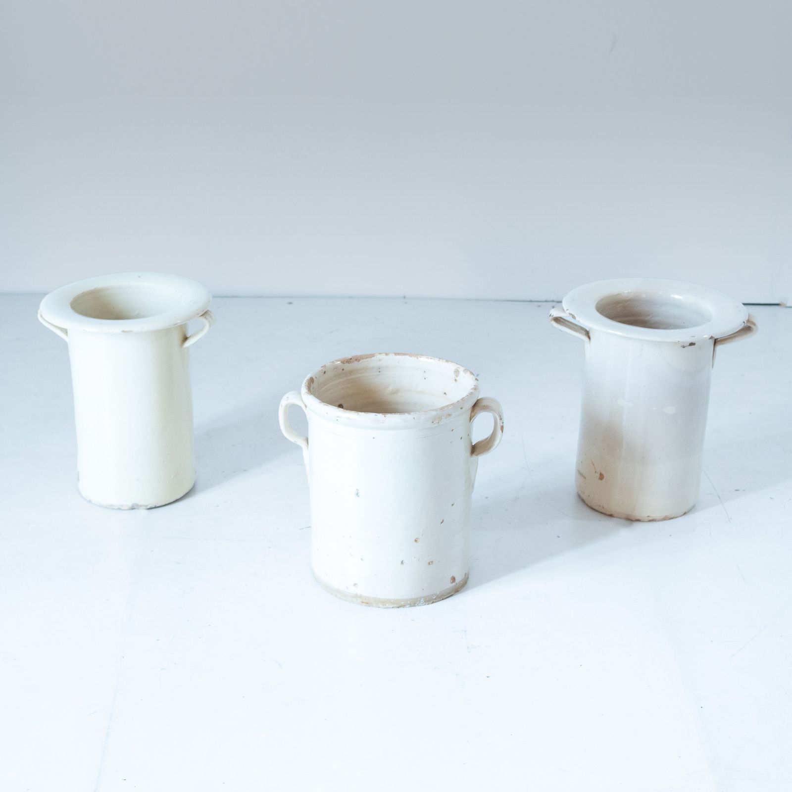 Antique Handmade Ceramic Vases, Set Of Three, Italy 1900 Circa