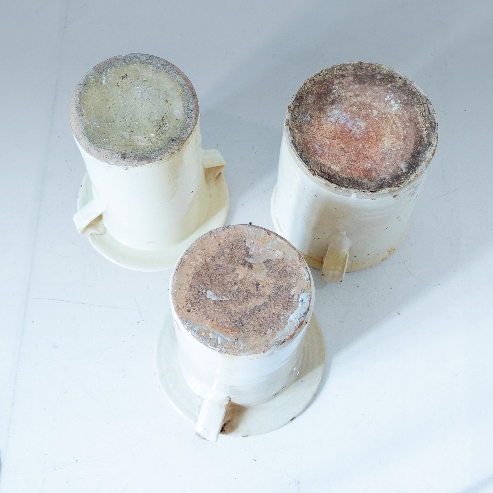 photo for sale Antique Handmade Ceramic Vases, Set Of Three, Italy 1900 Circa
