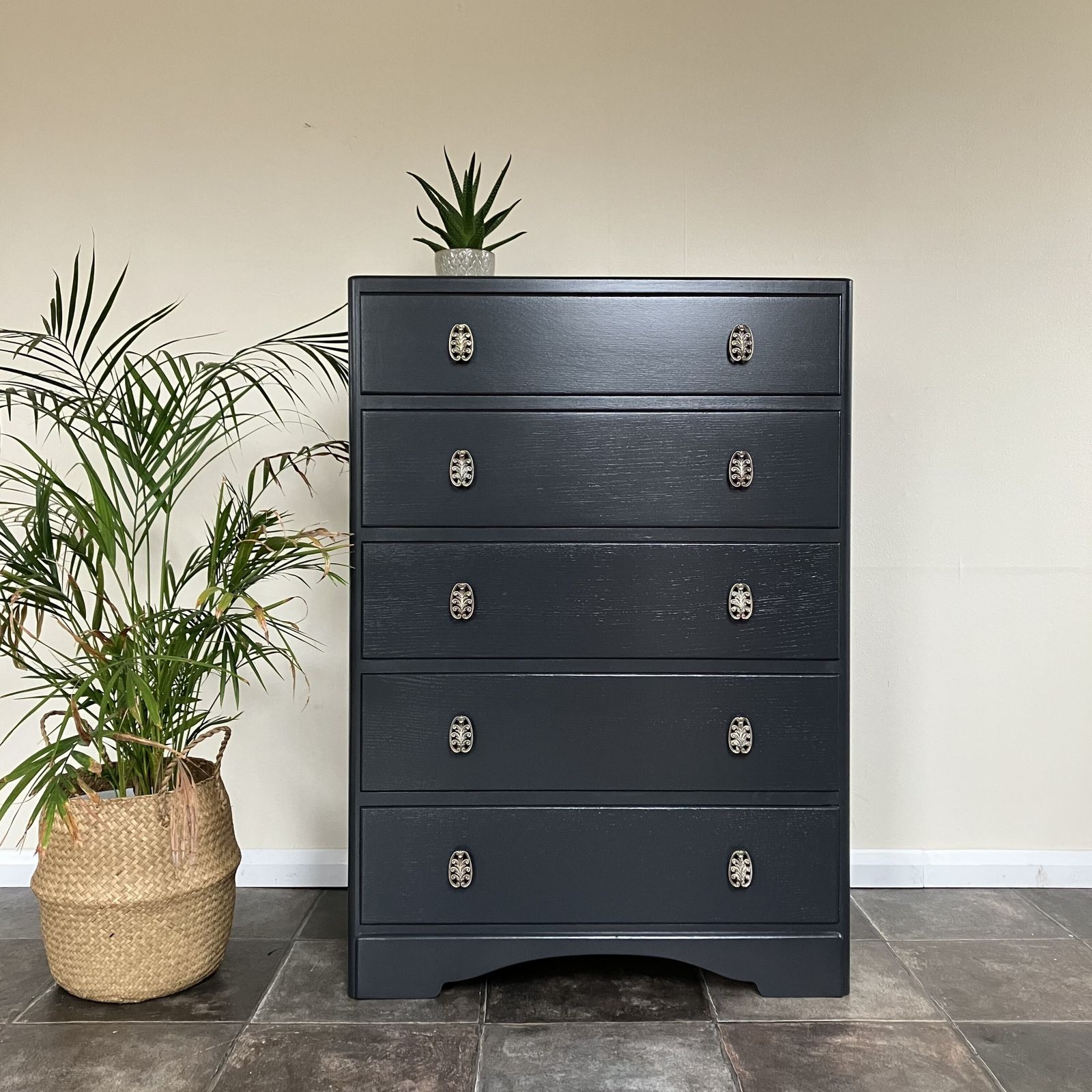 Painted Mid Century Chest Of Drawers By Cws Cabinet Factory Ltd: Farrow And Ball Off Black