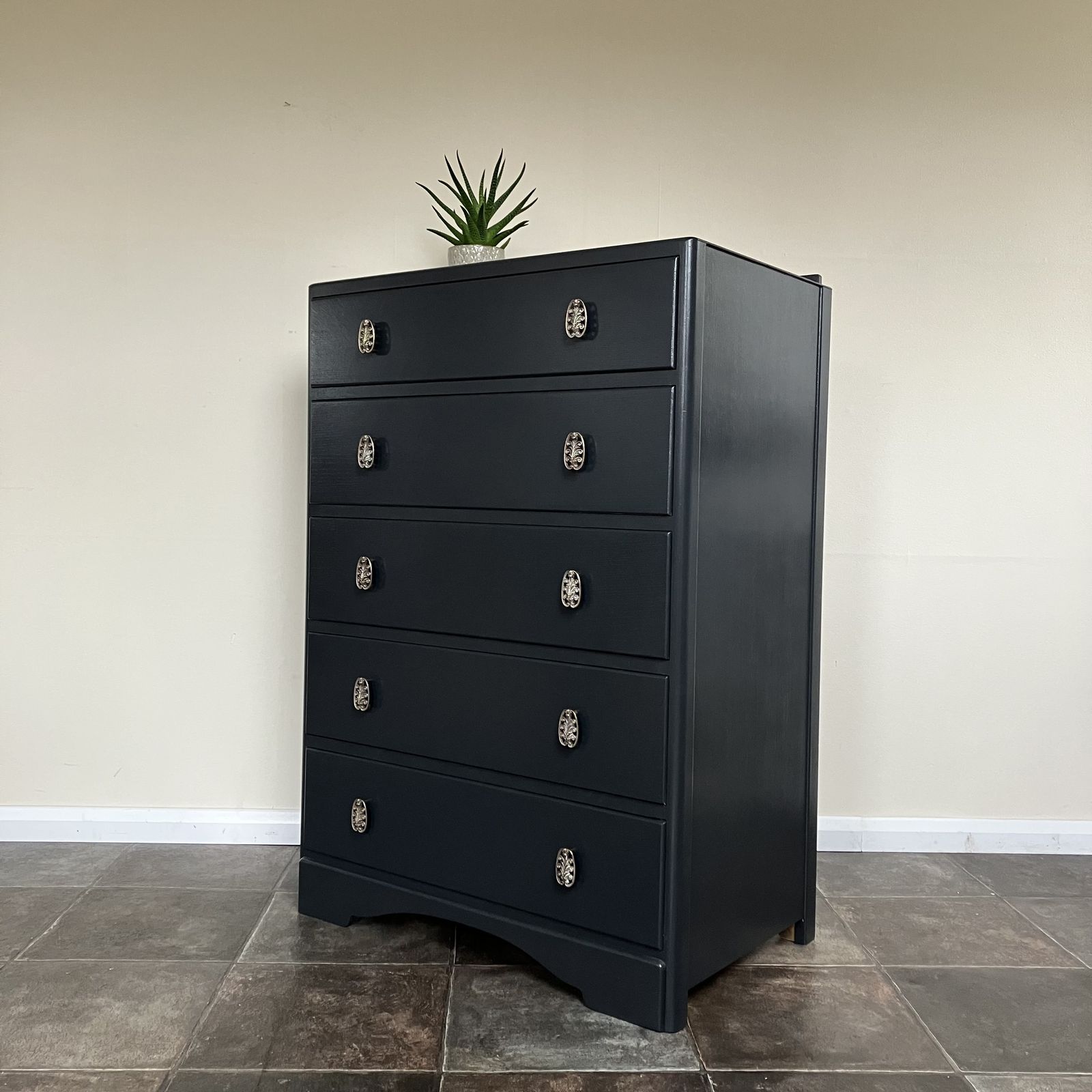 Painted Mid Century Chest Of Drawers By Cws Cabinet Factory Ltd: Farrow And Ball Off Black photo Furniture