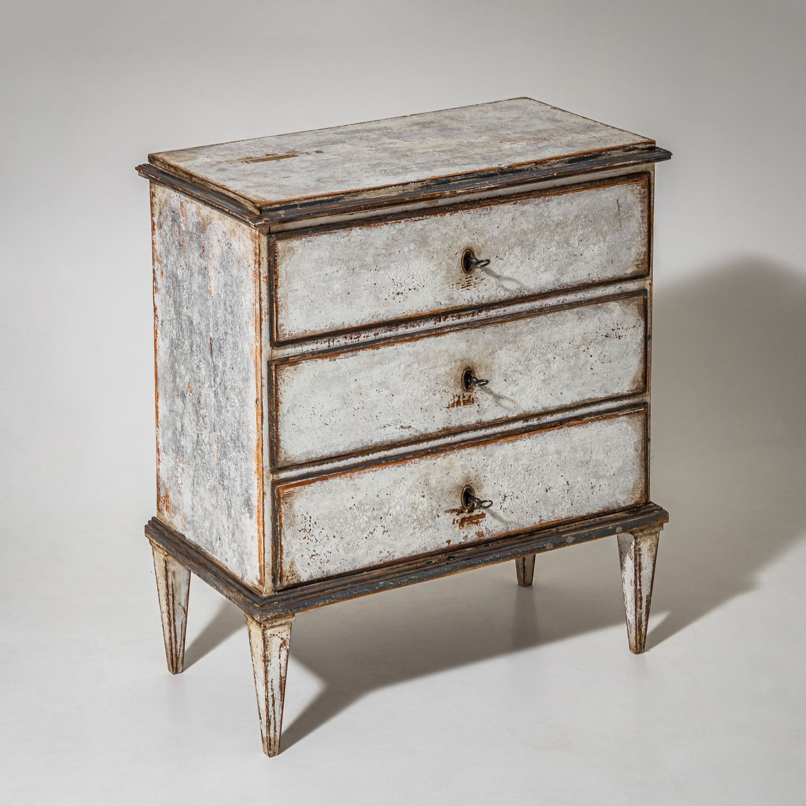 Gray Painted Chest Of Drawers, 19th Century