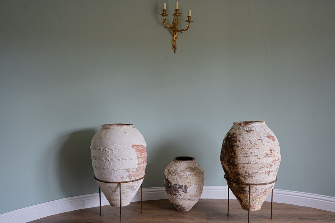Set Of Large Antique Turkish Pots On Iron Stands photo 2800.0