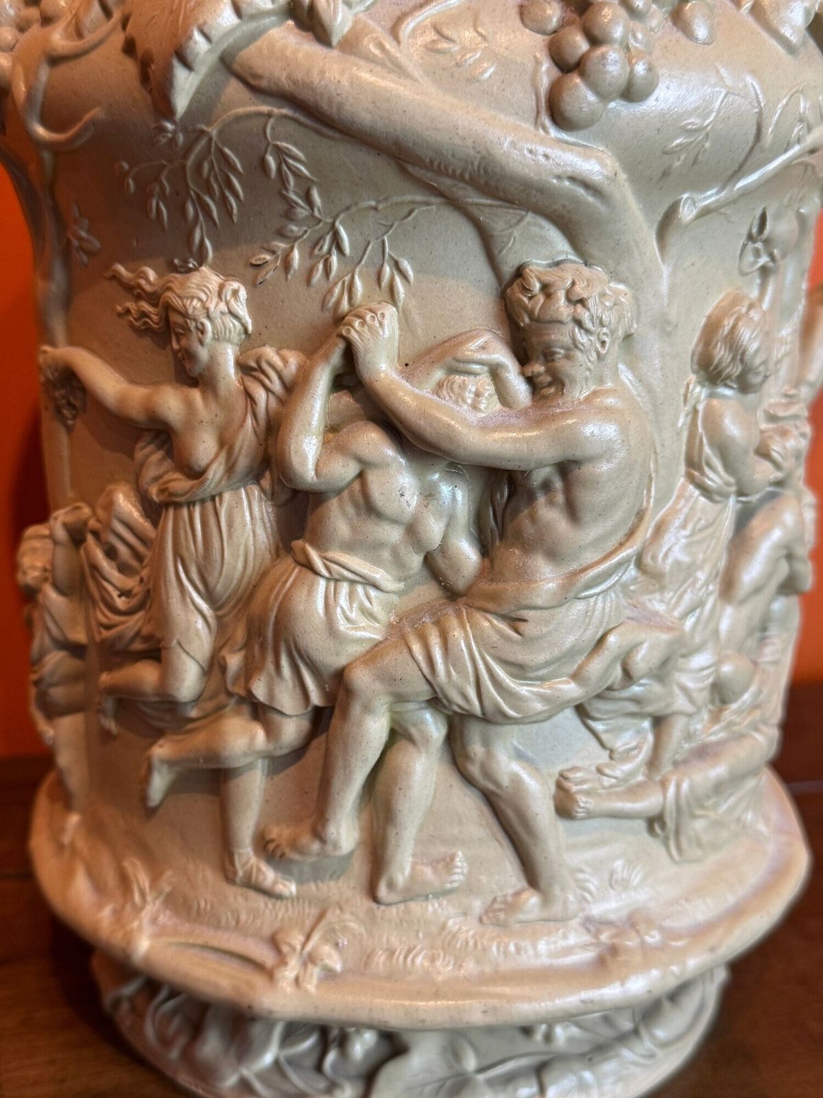 Charles Meigh Buff Coloured Stoneware Bacchanalian Revel Jug photo vinterior