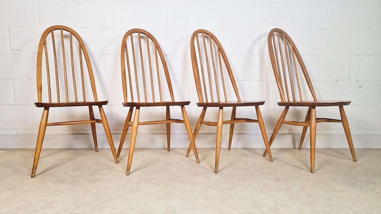 Meubels Ercol Windsor Vintage Mid Century Solid Elm Plank Table & Dining Chair Set Pg060 photo