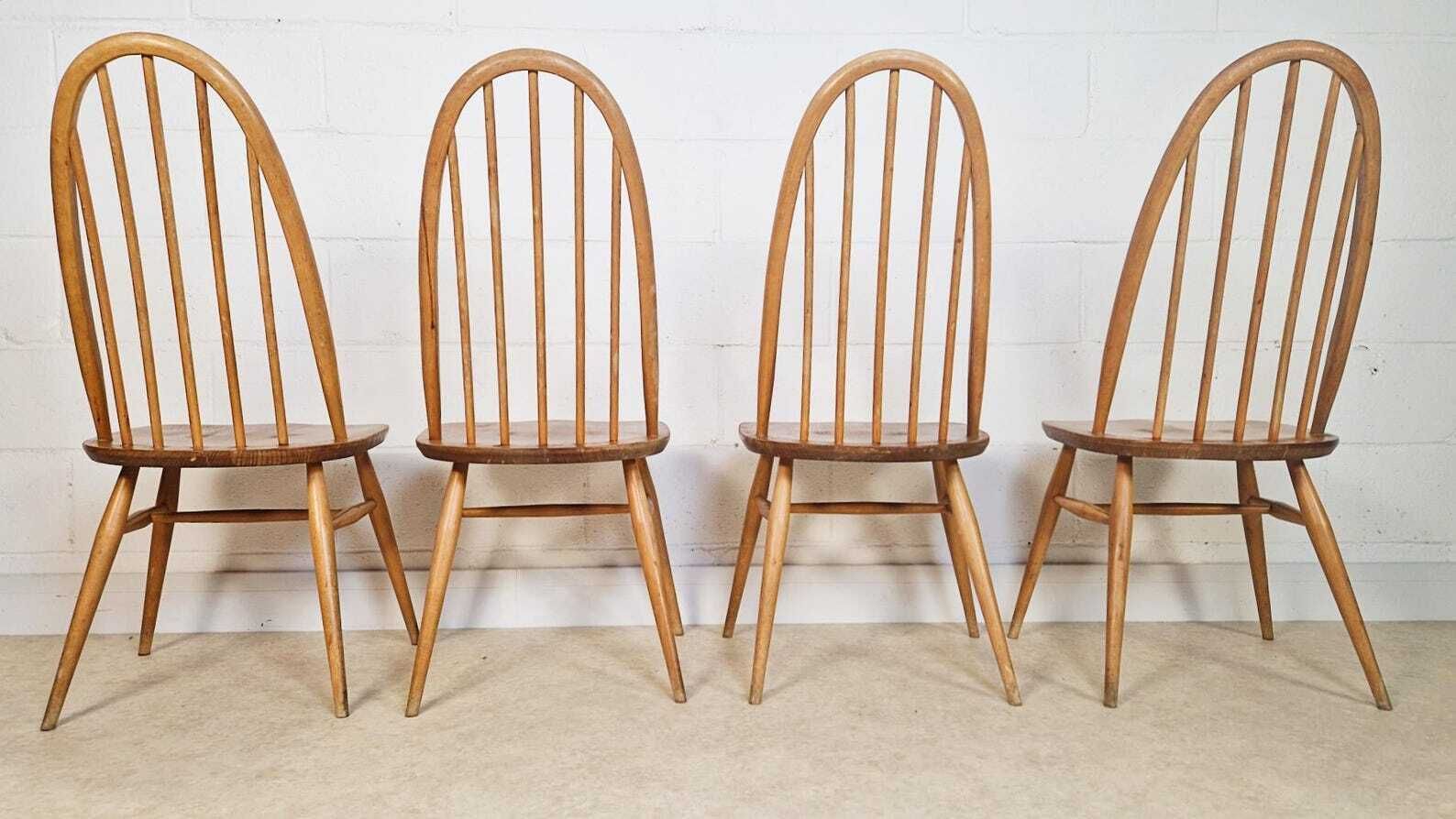 photo vinterior Ercol Windsor Vintage Mid Century Solid Elm Plank Table & Dining Chair Set Pg060