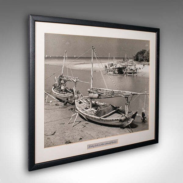 Vintage Photograph Fishing Boats Oriental Monochrome East Java Mid Century