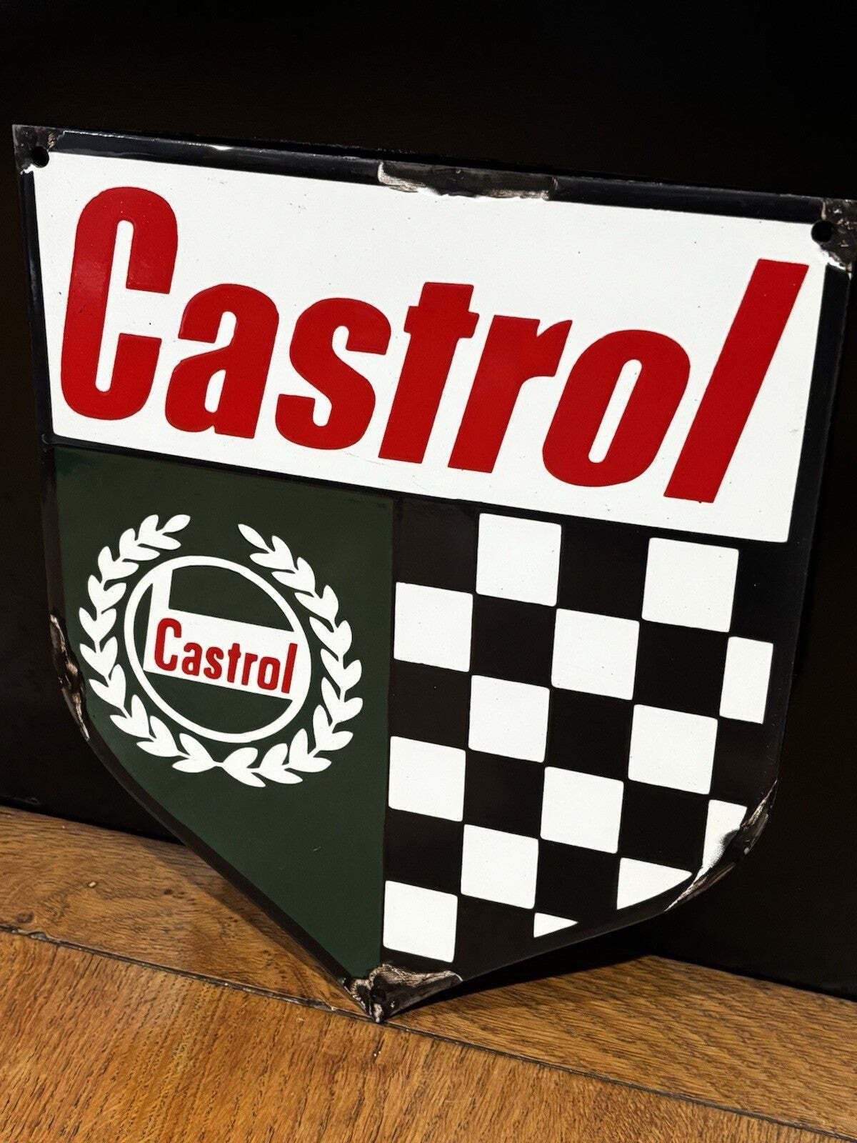 Heavy Castrol Enamel Metal Garage Sign photo furniture