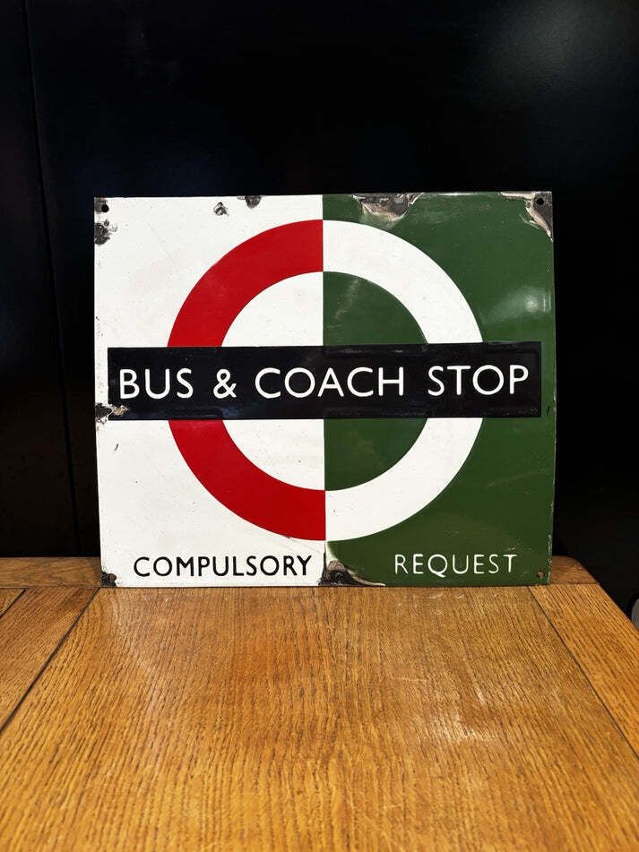 Bus & Coach Stop Heavy Enamel Metal Sign