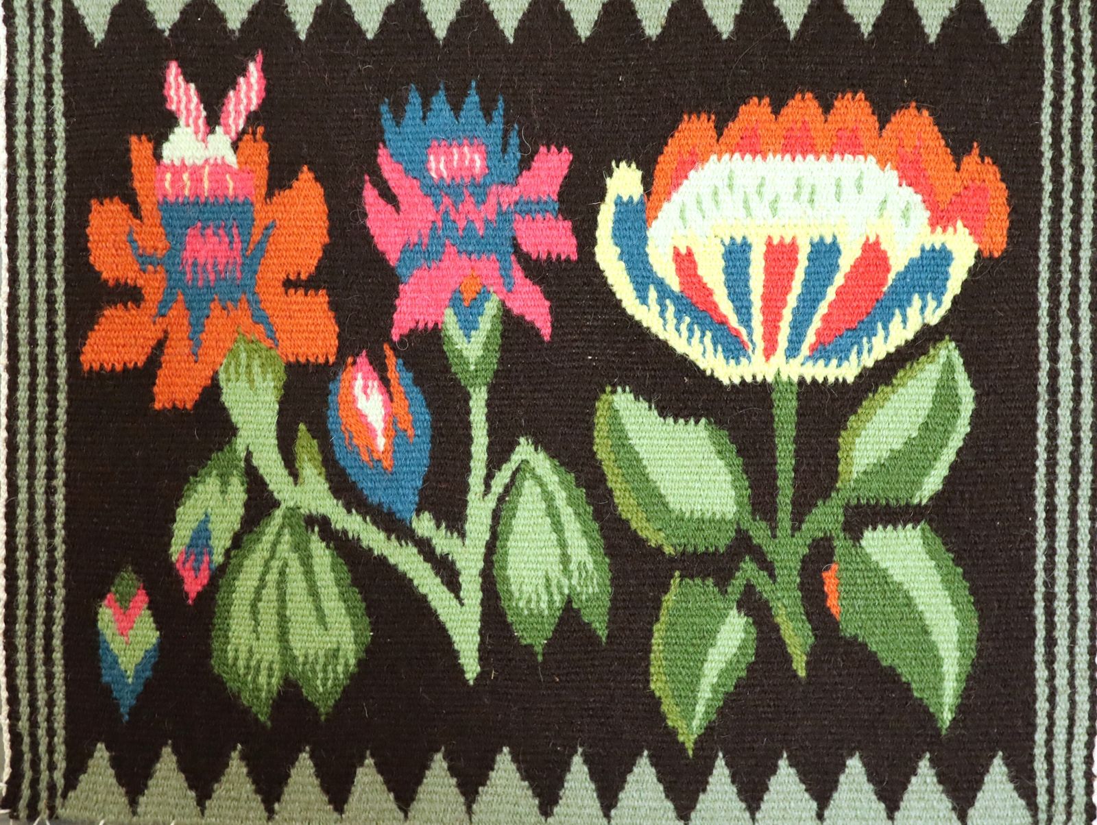 Folk Flowers Oil Painting, 1970s photo buy