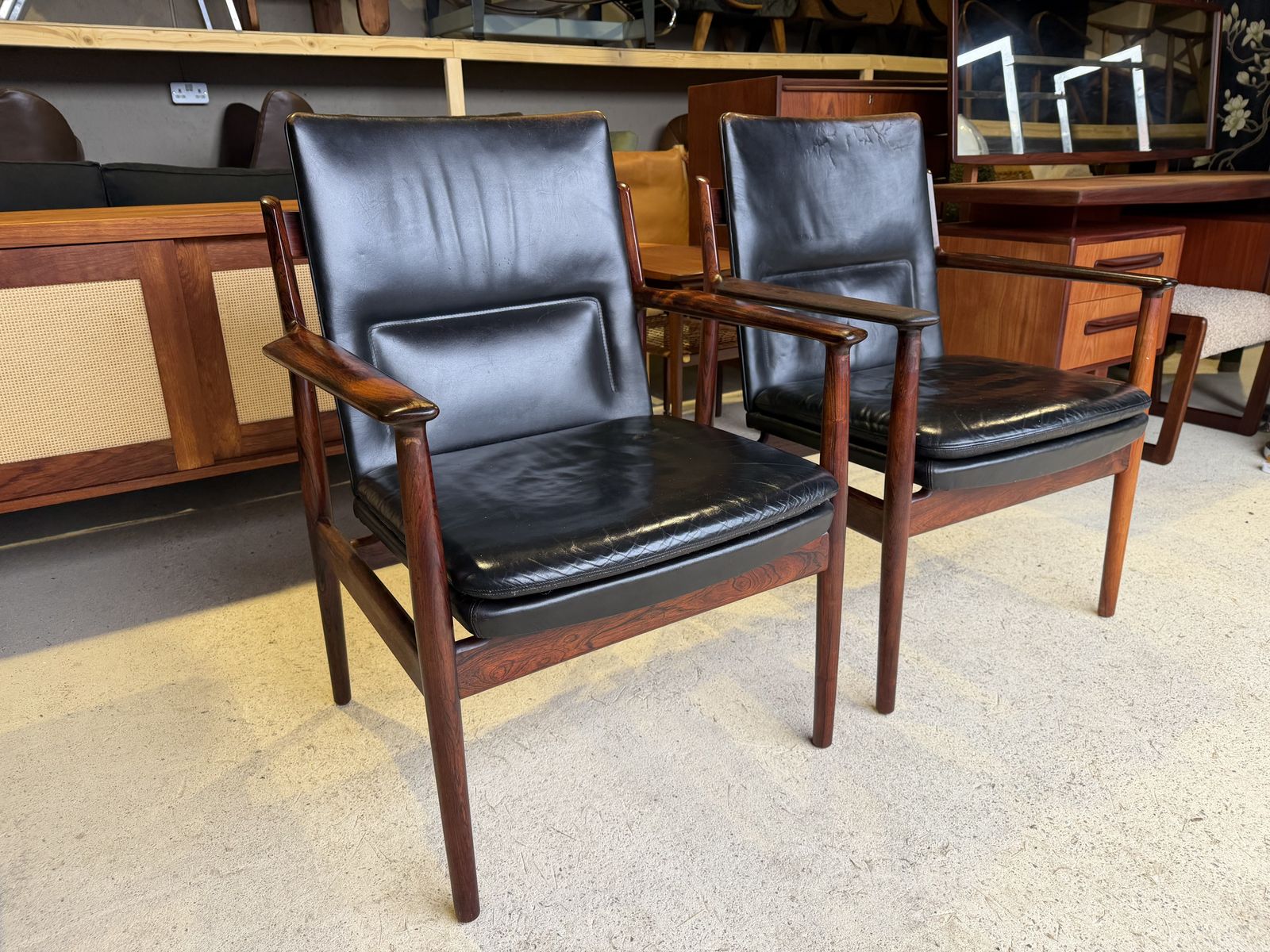 Furniture Pair Of Danish Rosewood Armchairs Model 341 By Arne Vodder For Sibast Mobler photo