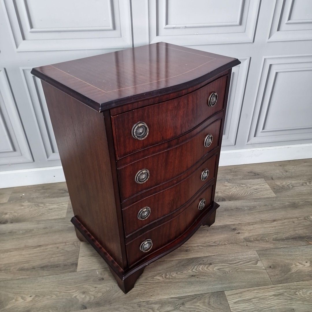 Antique Georgian Style Drawers Reproduction Chest Of 4 Commode Bow Fronted photo for sale