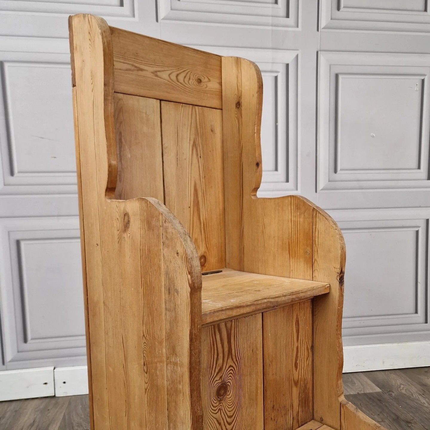 Vintage Shoe Seat Chair Pew Settle Under Storage Hall Country Solid Pine photo Furniture