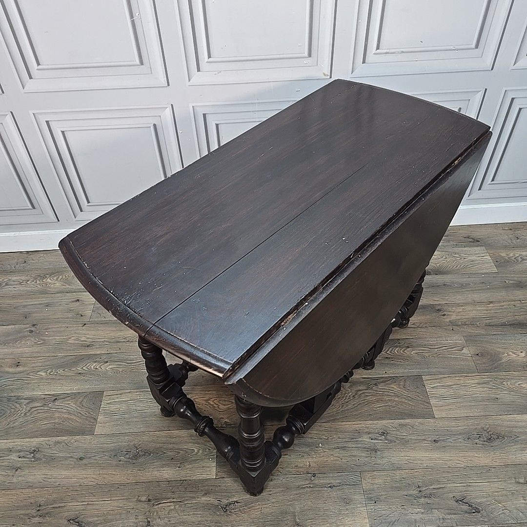 Antique Drop Leaf Table Solid Oak Gate Leg Drawer Victorian – Rustic Farmhouse photo for sale