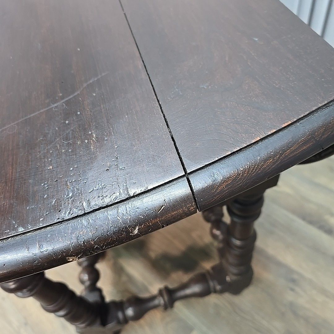Furniture Antique Drop Leaf Table Solid Oak Gate Leg Drawer Victorian – Rustic Farmhouse photo
